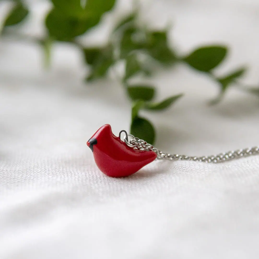 Charming ceramic cardinal necklace 4 Charming ceramic cardinal necklace - Image 4