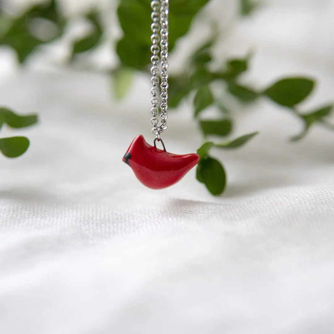 Charming ceramic cardinal necklace 5 Charming ceramic cardinal necklace - Image 5