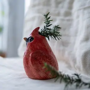 Cute cardinal bird bud vase