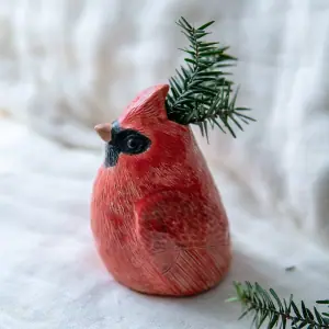 Cute ceramic cardinal bird bud vase Bird lover gift