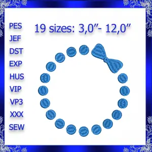 Monogram frame embroidery design Pearl and Bow