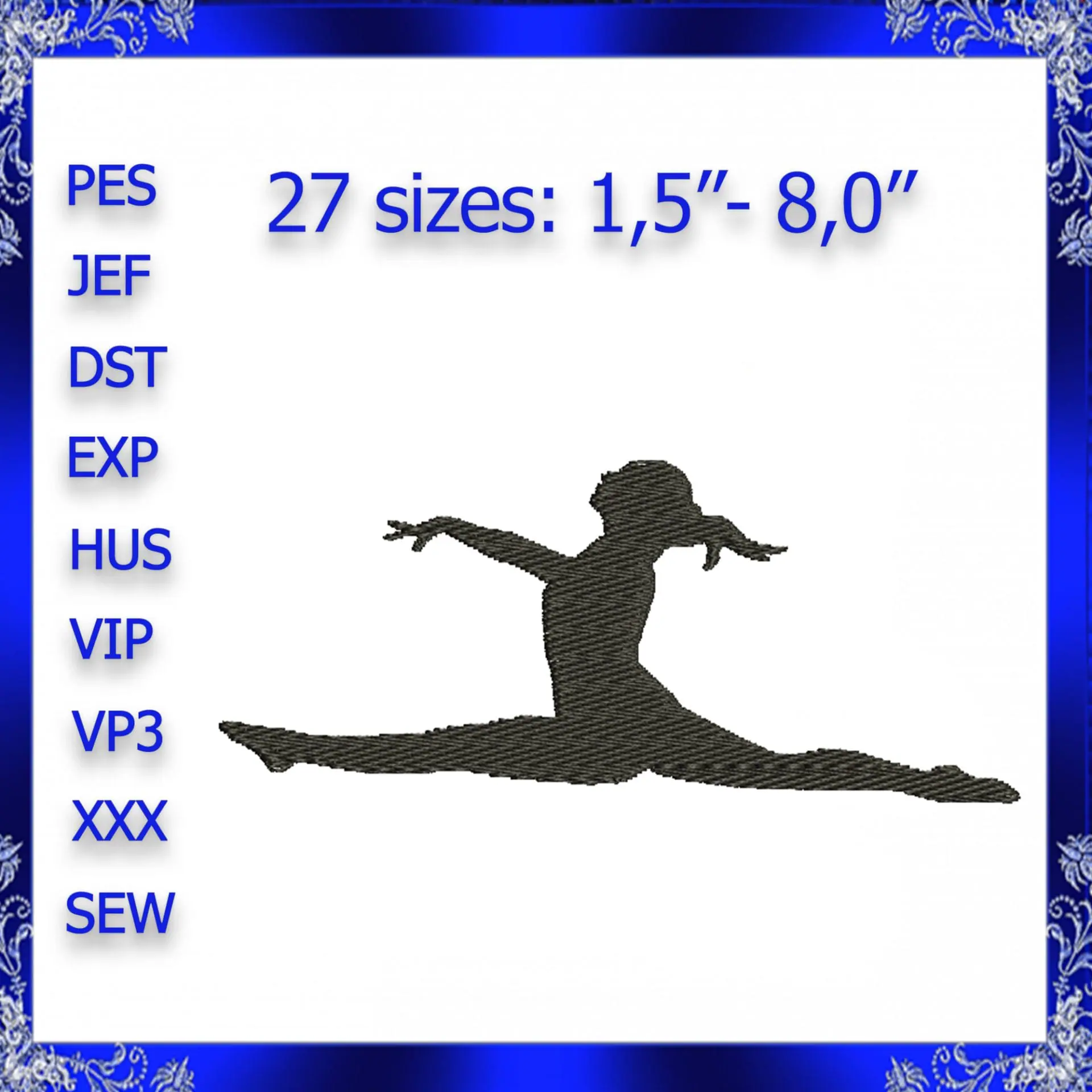 Gymnast Embroidery design Gymnastic Embroidery