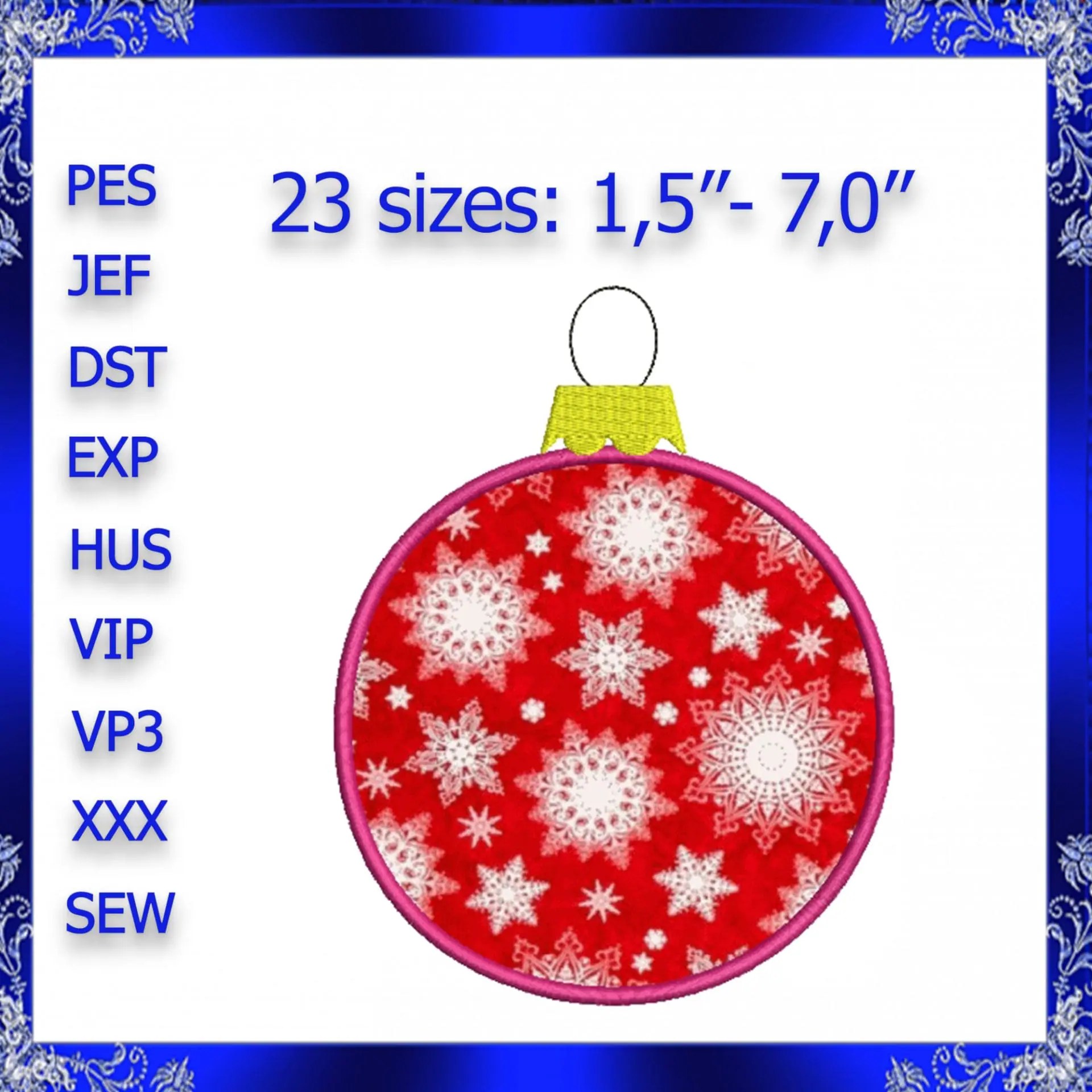 Christmas ball applique embroidery design Christmas
