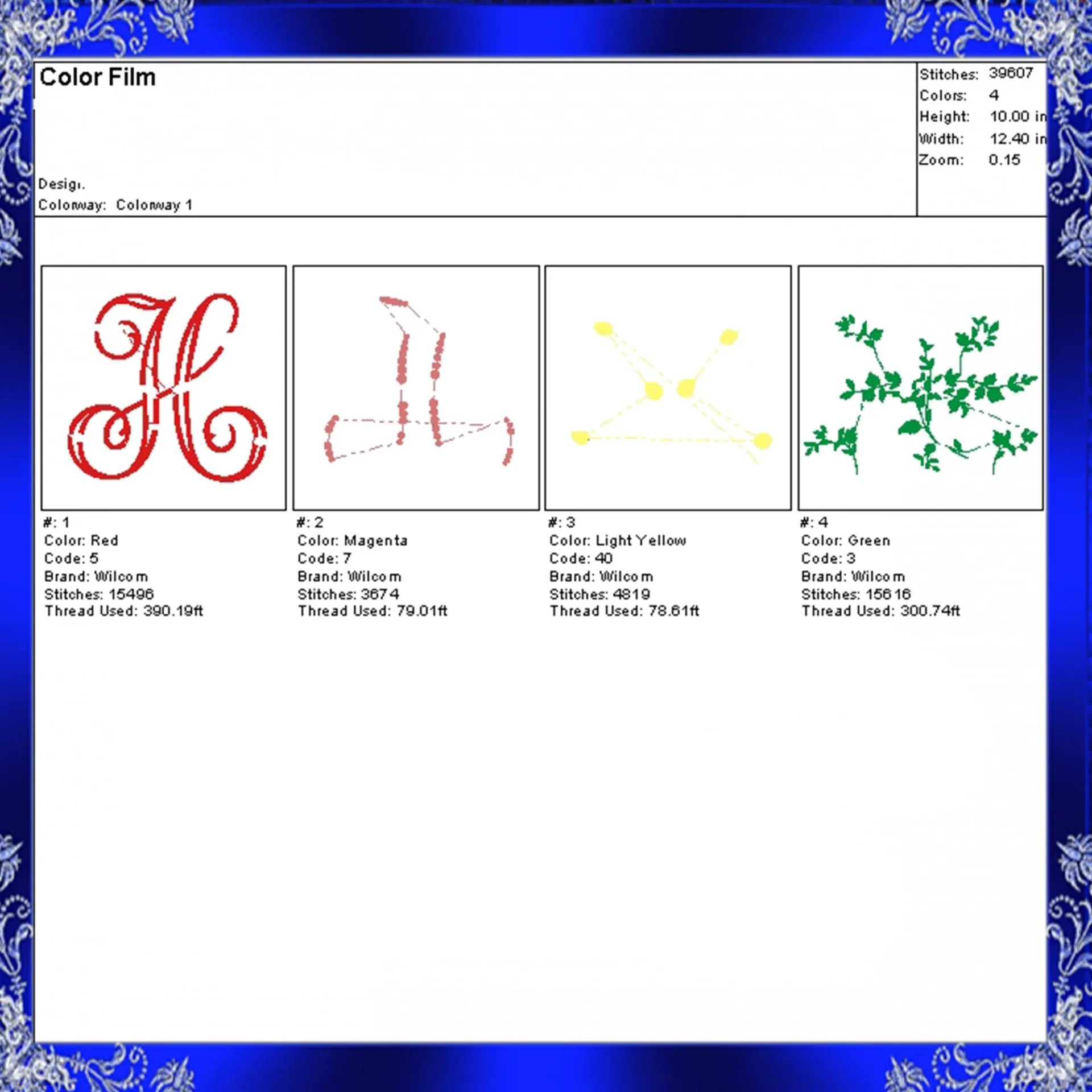 Letter H Monogram Embroidery Floral H monogram Fancy 2 Letter H Monogram Embroidery Floral H monogram Fancy - Image 2