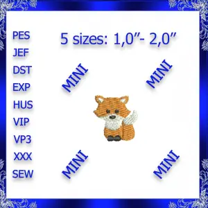 Mini Fox Embroidery Design Tiny fox 229