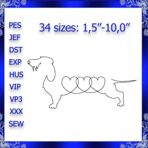 Long hair Dachshund embroidery design Dachshund 230