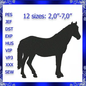 Horse machine Embroidery Design mini Horse Silhouette