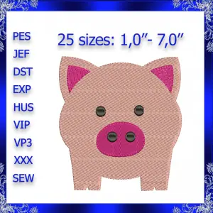 Pig machine embroidery design tiny Pig embroidery