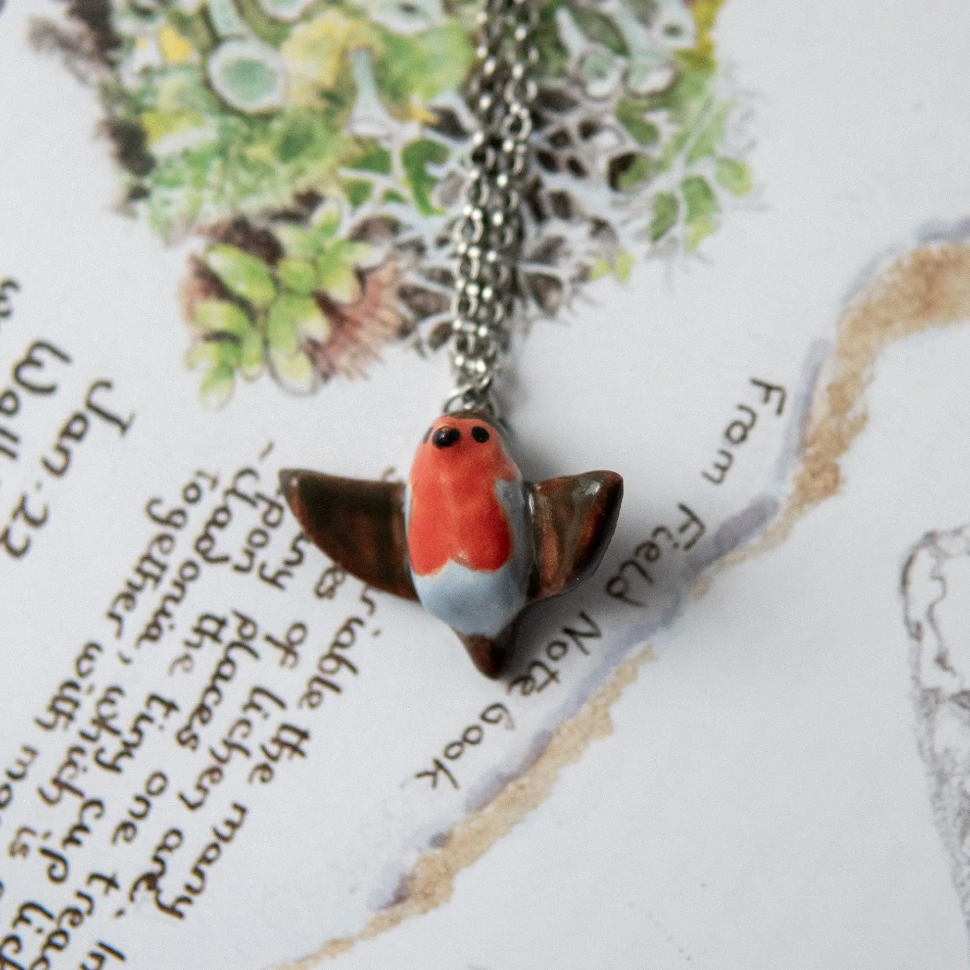Adorable Ceramic Robin Bird Necklace 2 Adorable Ceramic Robin Bird Necklace - Image 2