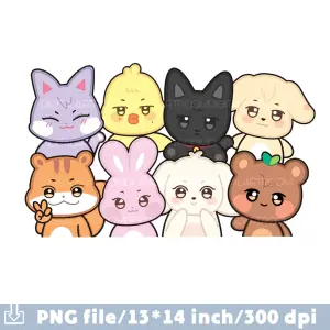 Stray Kids Zoo Animals Sublimation print Clipart