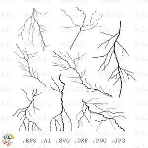 Lightning Svg Cricut Silhouette Stencil Template Dxf