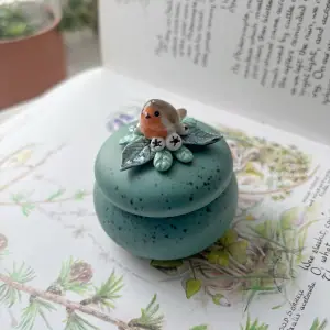 Cute Robin Bird Treasury Box, Tea Light Candle Holder