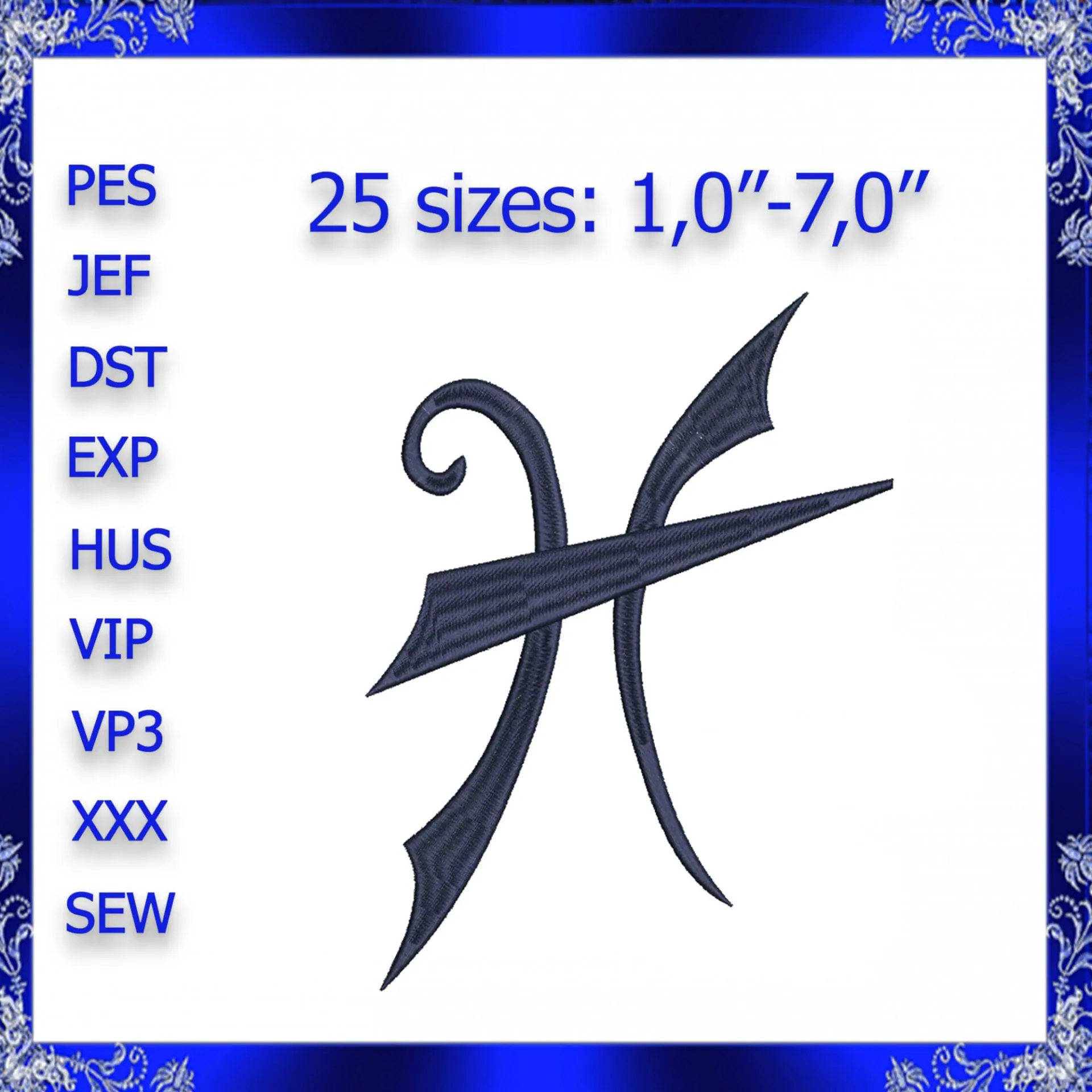 Zodiac Pisces Embroidery Design Pisces astrology 1 Zodiac Pisces Embroidery Design Pisces astrology