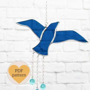 Stained glass pattern Blue Bird