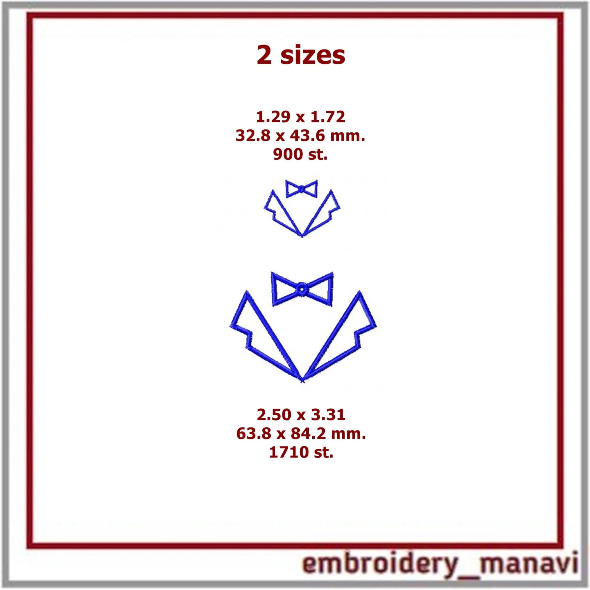 Machine Embroidery Design Lapels and bow tie 2 sizes 1 Machine Embroidery Design Lapels and bow tie 2 sizes