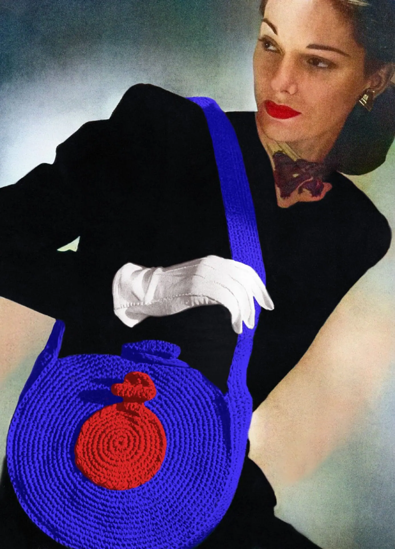 Crochet round bag and purse, vintage pattern, women's accessory 1 Crochet round bag and purse, vintage pattern, women's accessory