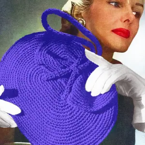 Crochet vintage pattern, designer evening bag, accessory handbag