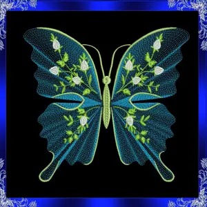 Rippled butterfly machine embroidery design