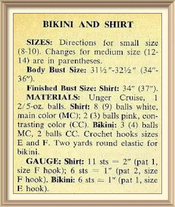Vintage Crochet Pattern Bikini and Shirt 3 Vintage Crochet Pattern Bikini and Shirt - Image 3