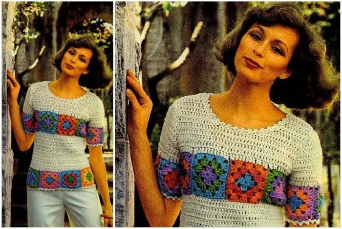 Vintage Crochet Pattern Granny T-Shirt 1 Vintage Crochet Pattern Granny T-Shirt