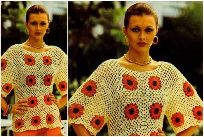 Vintage Crochet Pattern Petal Square Cover-Up 1 Vintage Crochet Pattern Petal Square Cover-Up