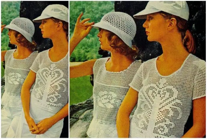Vintage Crochet Pattern Rose Shell Scroll Blouse 1 Vintage Crochet Pattern Rose Shell Scroll Blouse