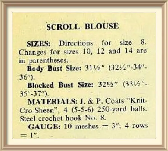Vintage Crochet Pattern Rose Shell Scroll Blouse 3 Vintage Crochet Pattern Rose Shell Scroll Blouse - Image 3