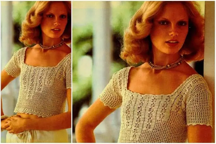 Vintage Crochet Pattern Short Sleeve Top 1 Vintage Crochet Pattern Short Sleeve Top
