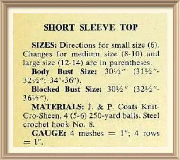 Vintage Crochet Pattern Short Sleeve Top 3 Vintage Crochet Pattern Short Sleeve Top - Image 3