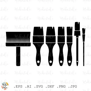 Brushes Svg Cricut Silhouette Stencil Templates Dxf Clipart Png