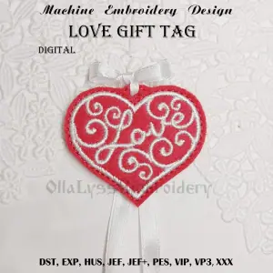 Love Gift Tag ITH embroidery design