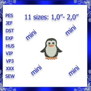 Mini Penguin Embroidery Design tiny Penguin