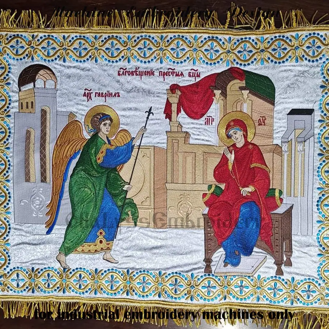 The Annunciation embroidery design 3 Archangel Gabriel and Virgin Mary embroidery design