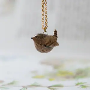 Charming Wren Bird Necklace, Bird lover pendant