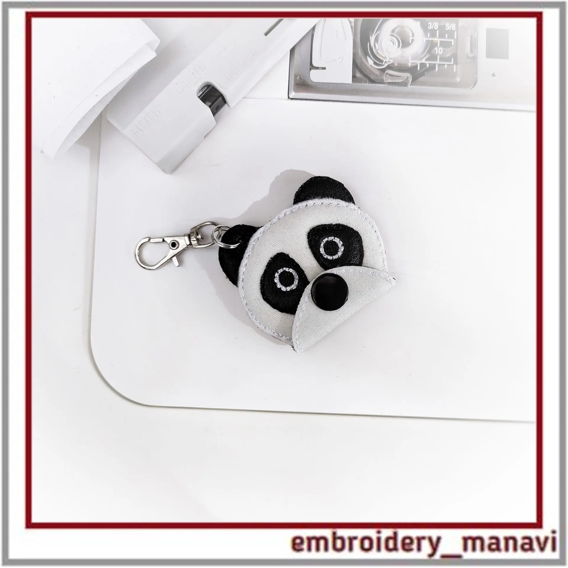 Keychain coin holder Panda, mini wallet in the hoop embroidery 2 Keychain coin holder Panda, mini wallet in the hoop embroidery - Image 2