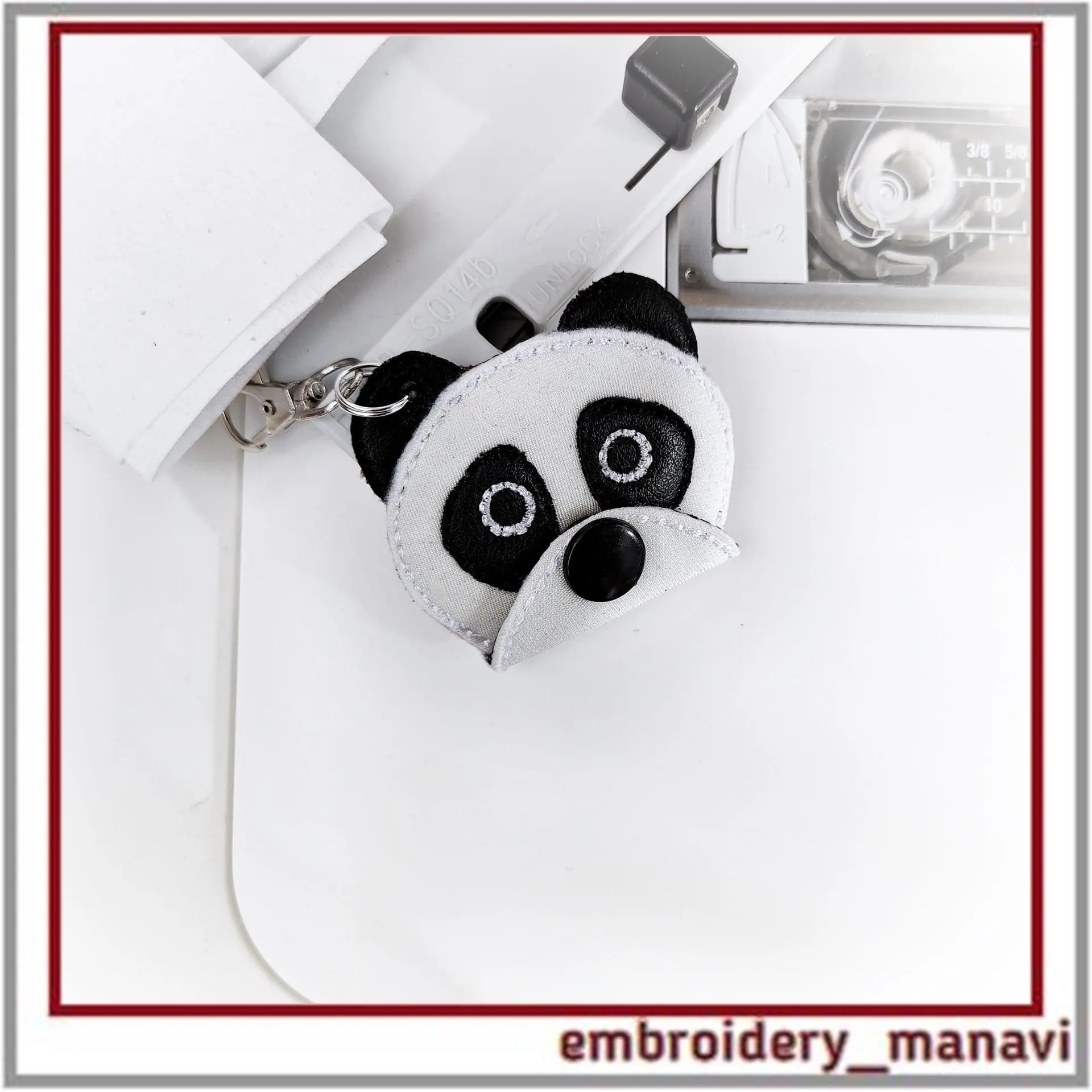 Keychain coin holder Panda, mini wallet in the hoop embroidery 6 Keychain coin holder Panda, mini wallet in the hoop embroidery - Image 6