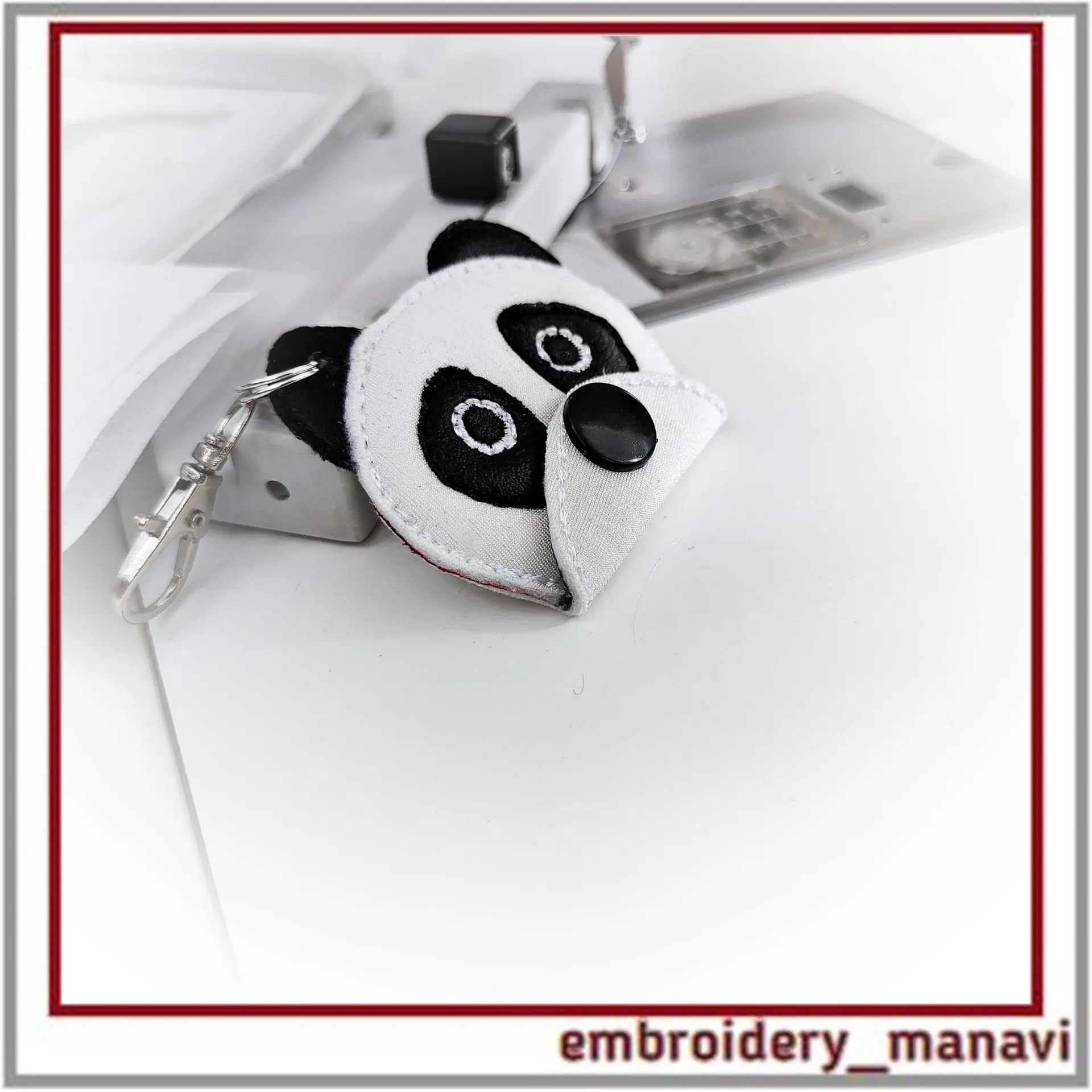 Keychain coin holder Panda, mini wallet in the hoop embroidery 5 Keychain coin holder Panda, mini wallet in the hoop embroidery - Image 5