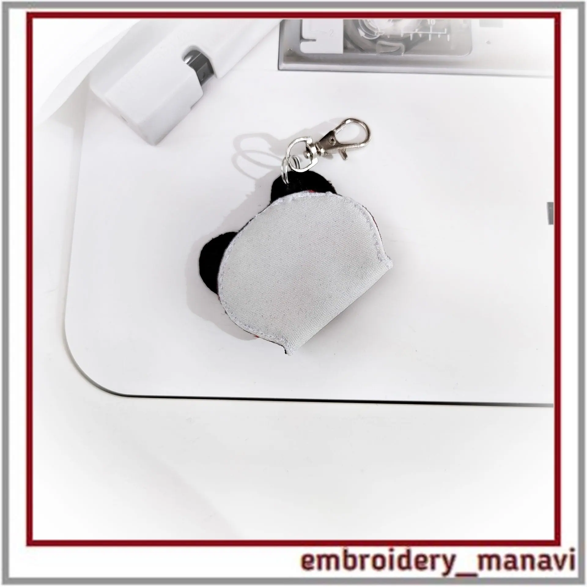 Keychain coin holder Panda, mini wallet in the hoop embroidery 4 Keychain coin holder Panda, mini wallet in the hoop embroidery - Image 4