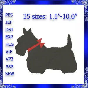 Scottish Terrier machine embroidery design Scotty