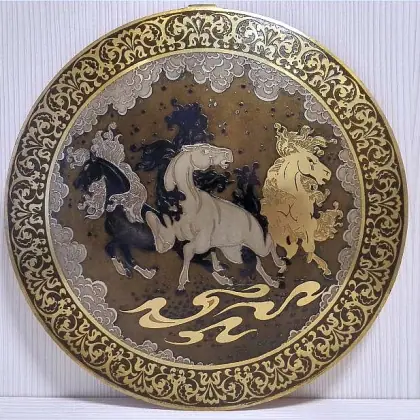 Horses Antique Soviet Painting.Vintage Russian Engraving on Steel