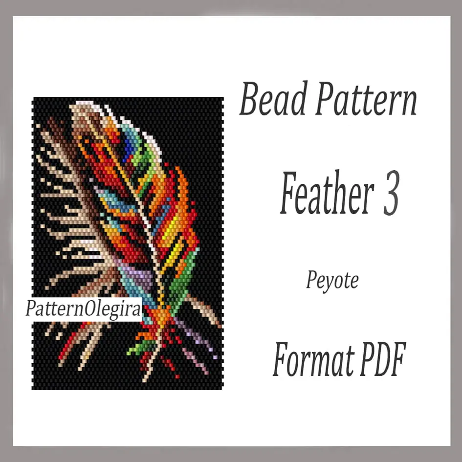 Feather 3 Tapestry bead pattern PDF Bead picture pattern peyote 1 Feather 3 bead pattern Feathers bead tapestry pattern Bead Feathers patterns Olegirabeadpatterns