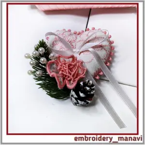In The Hoop Wedding ring pad with 3D flower Embroidery Design