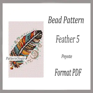 Feather 5 bead pattern Feather bead tapestry pattern Feather peyote beading Olegirabeadpatterns