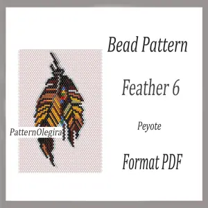 Feather 6 bead pattern Feather bead tapestry pattern Feather peyote beading Olegirabeadpatterns