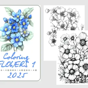 Bright Flowers Coloring Pages for download.
