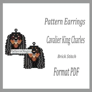 Cavalier King Charles dog bead pattern Cavalier King Charles Spaniel dog earrings pattern Olegirabeadpatterns