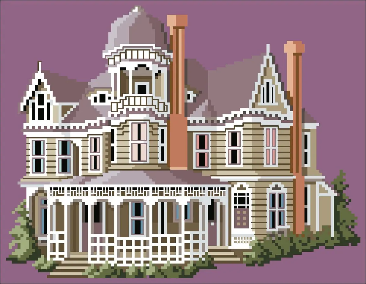 Victorian House Cross Stitch Pattern Vintage Counted 1 Victorian House Cross Stitch Pattern Vintage Counted