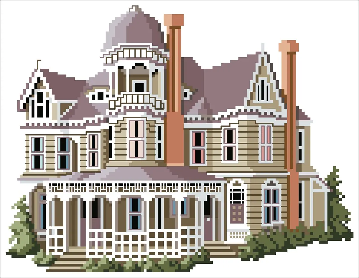 Victorian House Cross Stitch Pattern Vintage Counted 2 Victorian House Cross Stitch Pattern Vintage Counted - Image 2