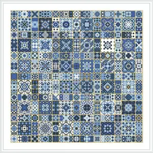 Cross stitch pattern - Blue and white tiles