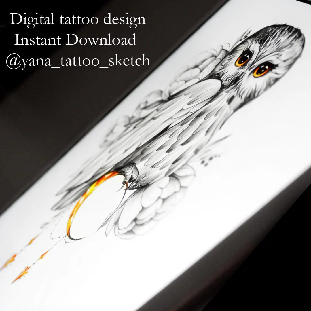 Owl Tattoo Design Idea Stencil Sketch 3 Owl Tattoo Design Idea Stencil Sketch - Image 3